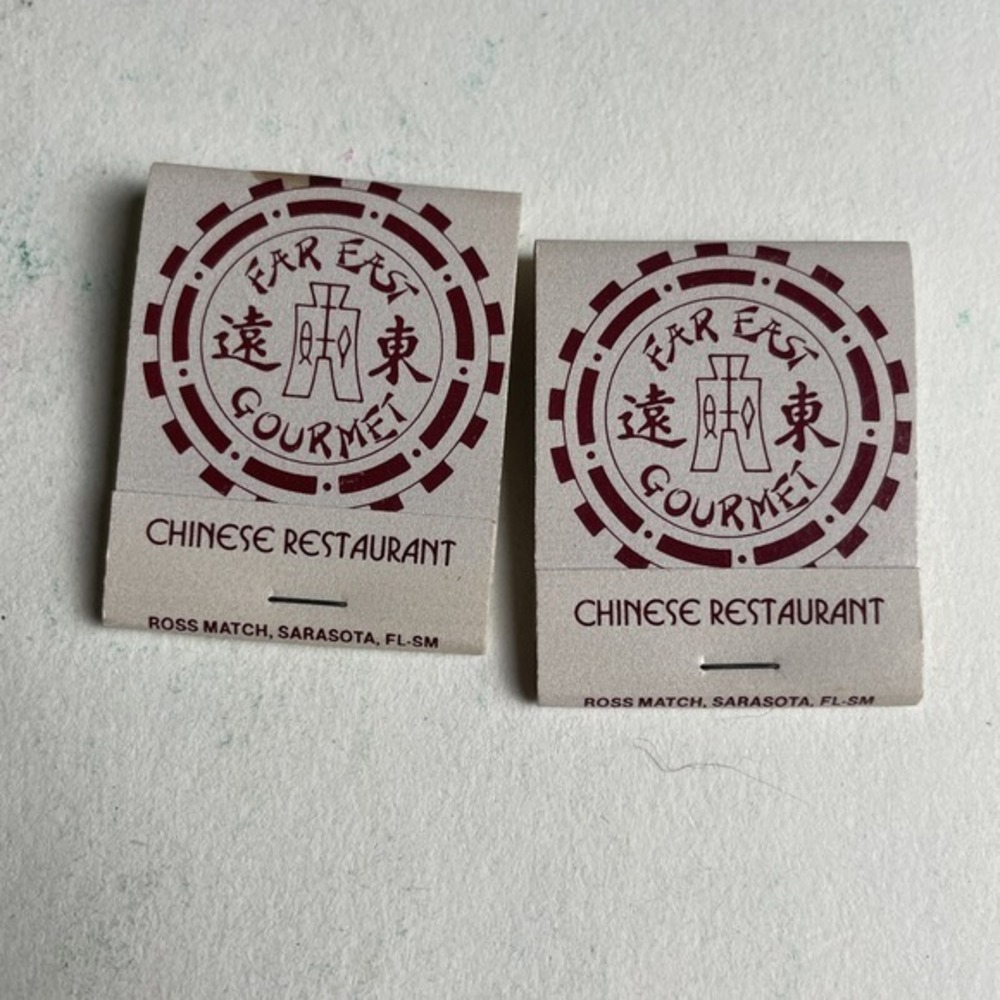 Vintage Matchbook Lot (2) Far East Gourmet Chinese Restaurant Sarasota FL Rare